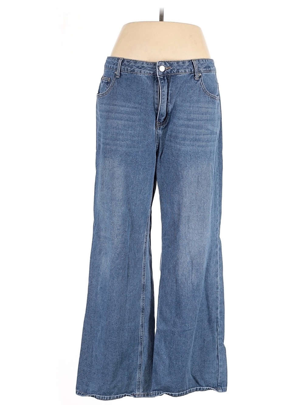 HDLTE High-Rise Wide Leg Jeans in Light Blue